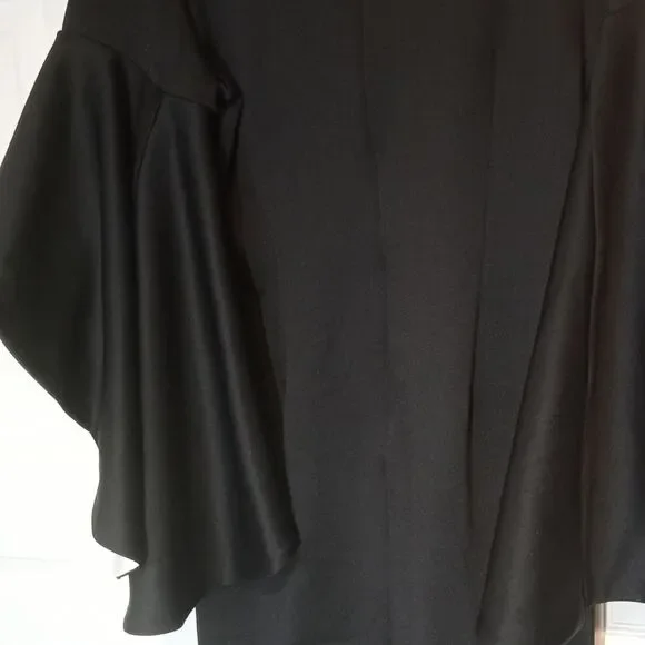 Midnight Velvet Black/ White Contrast Flare Bell Sleeve Sheath Dress Sz M - Picture 8 of 9